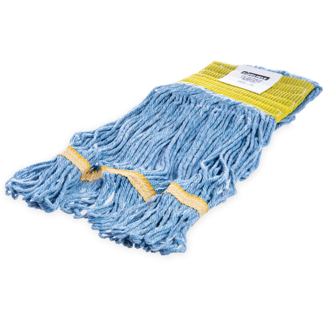 Carlisle 369442B14 Wet Mop Head - Small 4‑Ply Loop‑End, Blue Synthetic/Cotton Yarn, 5" Band