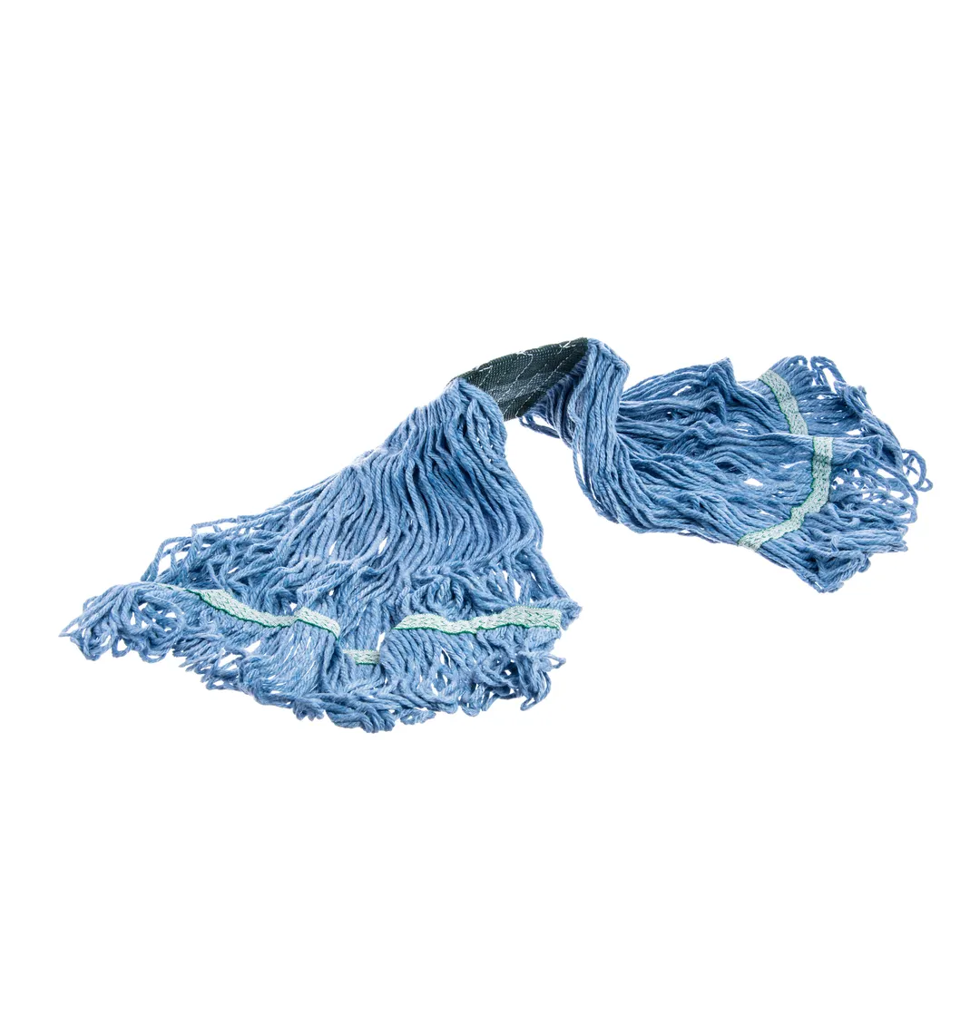 Carlisle 369448B14 Wet Mop Head - Medium 4‑Ply Loop‑End, Blue Synthetic/Cotton Yarn, 5" Vinyl Band