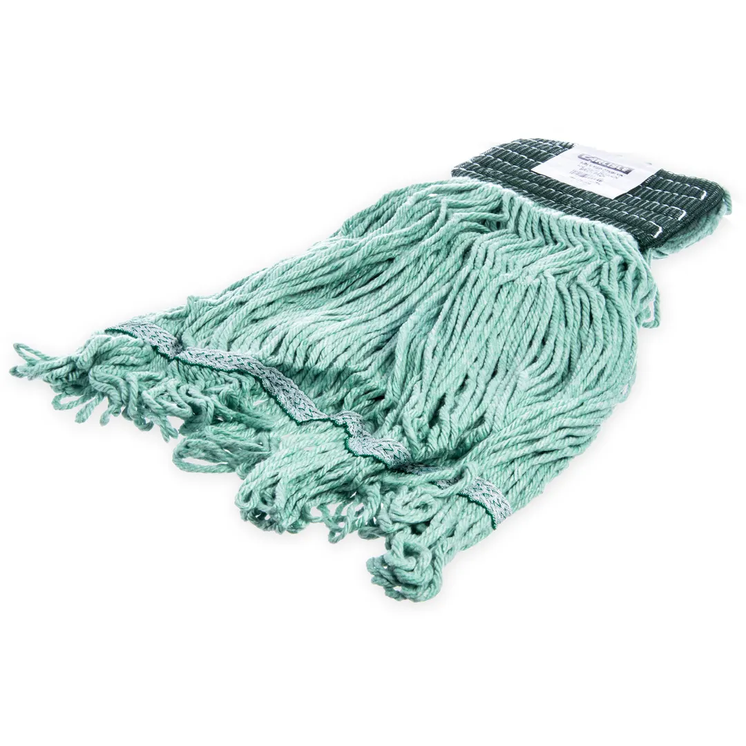 Carlisle 369478B09 Wet Mop Head - Medium 4‑Ply Loop End, Green Synthetic/Cotton Yarn, 5" Vinyl Band