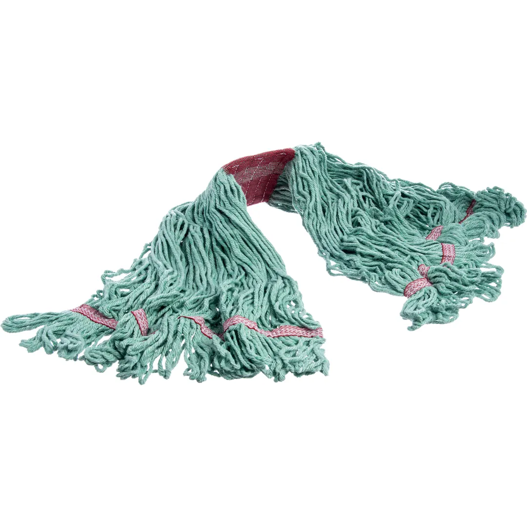 Carlisle 369484B09 Large Wet Mop Head, 4‑Ply Looped‑End, Green Blend Yarn with 5" Vinyl‑Coated Band