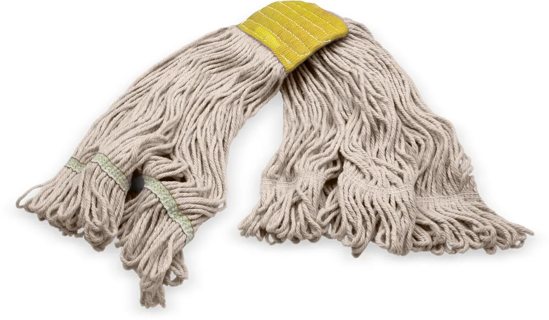 Carlisle 369513B00 Wet Mop Head - Small Looped-End, 5" Wide Yellow Band, 4‑Ply Cotton/Synthetic