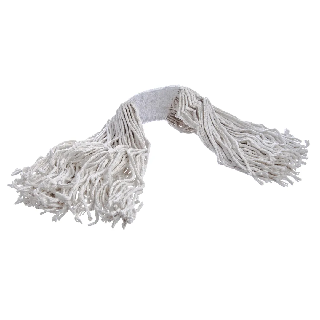 Carlisle 369817B00 Wet Mop Head - 24 oz White Cotton, 4‑Ply Cut‑End, 5" Vinyl Band, Non‑Bacterial