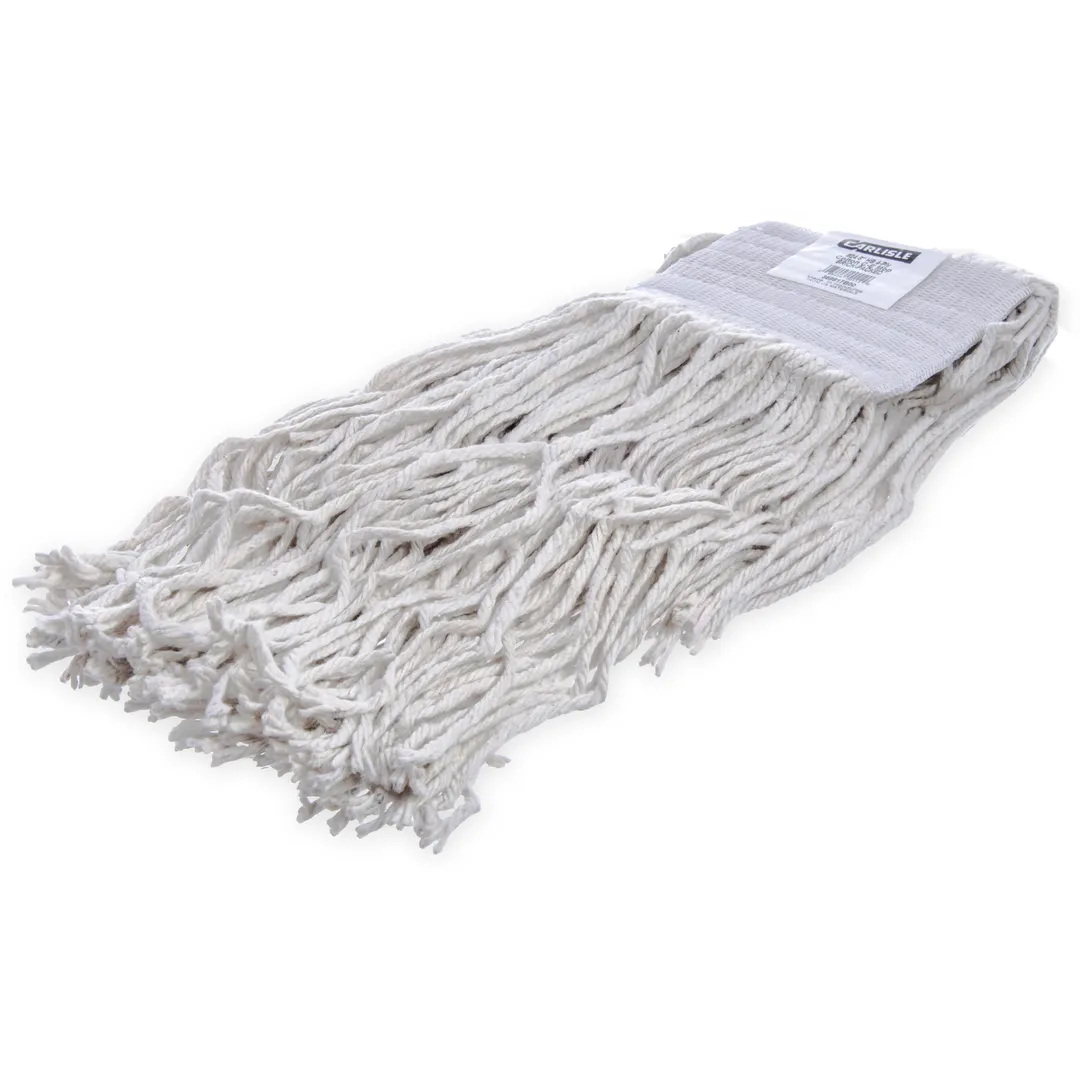 Carlisle 369817B00 Wet Mop Head - 24 oz White Cotton, 4‑Ply Cut‑End, 5" Vinyl Band, Non‑Bacterial