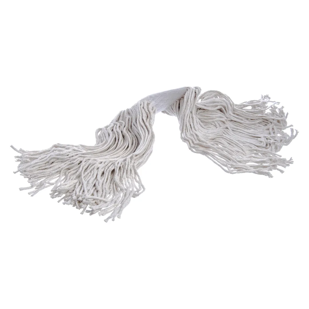 Carlisle 369819B00 Wet Mop Head – X‑Large 32‑oz White Cotton, 4‑Ply Cut‑End, 5" Vinyl Band