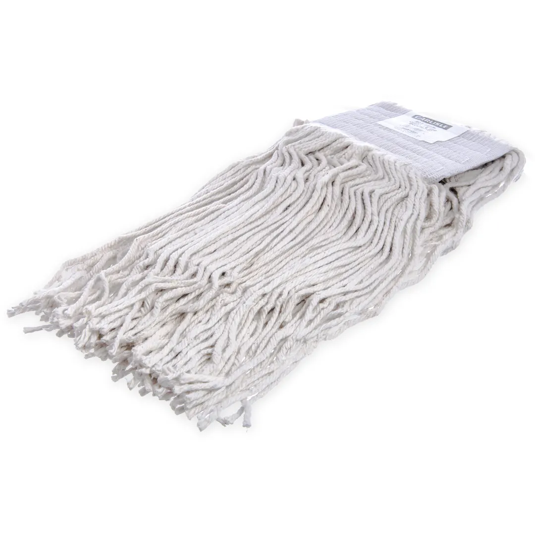 Carlisle 369819B00 Wet Mop Head – X‑Large 32‑oz White Cotton, 4‑Ply Cut‑End, 5" Vinyl Band