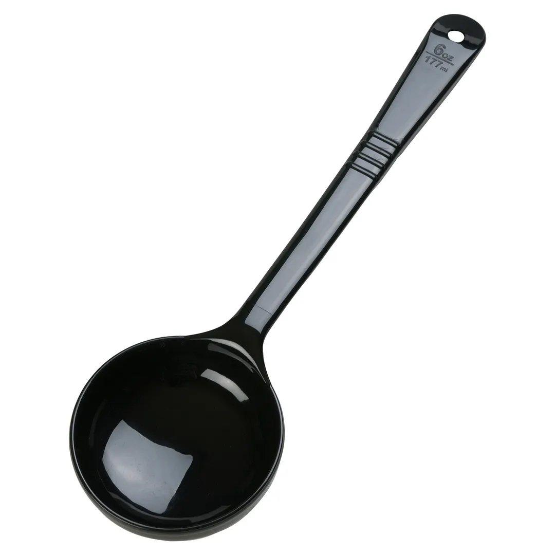 Carlisle 399003 Portion Spoon, 6 Oz Black Plastic, Thumb‑Grip, Heat‑Resistant, Dishwasher Safe