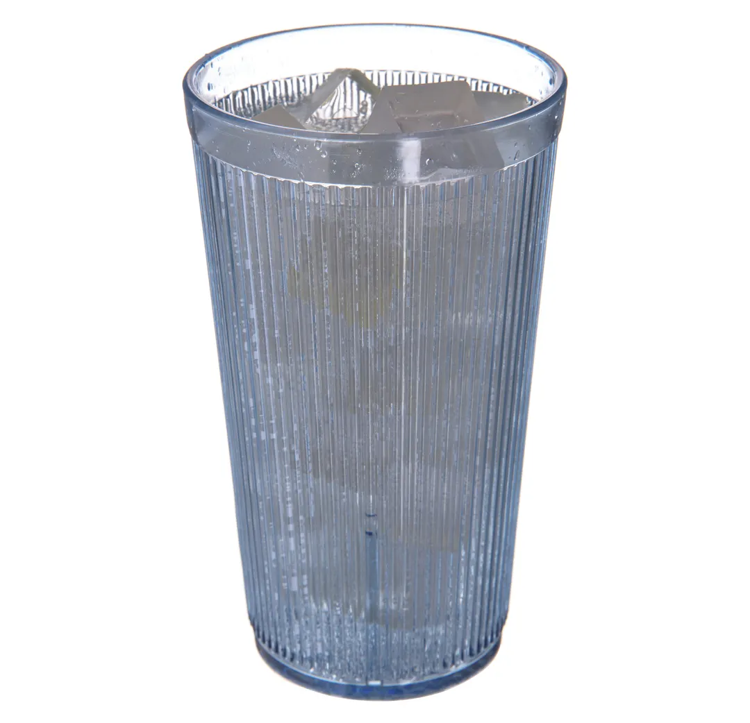 Carlisle 402054 - 20oz Crystalon Stack-All Tumbler, Blue Ribbed, SAN BPA‑Free, 0°F‑180°F
