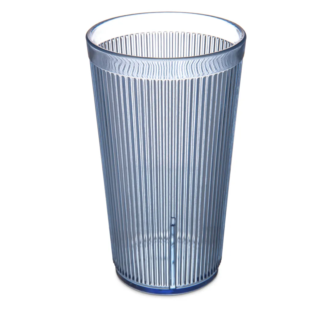 Carlisle 402054 - 20oz Crystalon Stack-All Tumbler, Blue Ribbed, SAN BPA‑Free, 0°F‑180°F