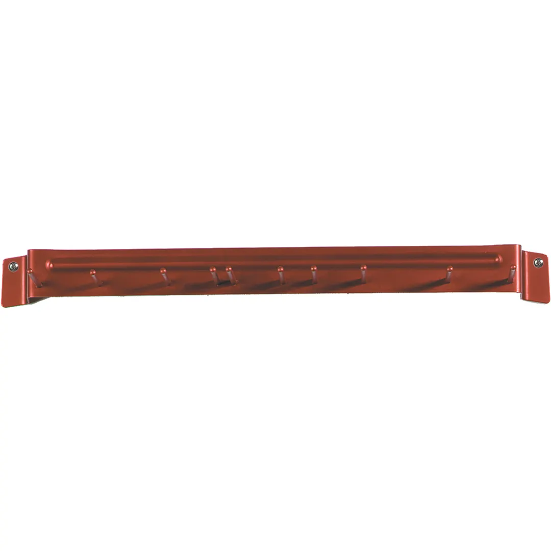 Carlisle 4073505 Spectrum Brush Rack, 17" Wall‑Mount, Holds 10 Drilled Brushes, Aluminum, Red
