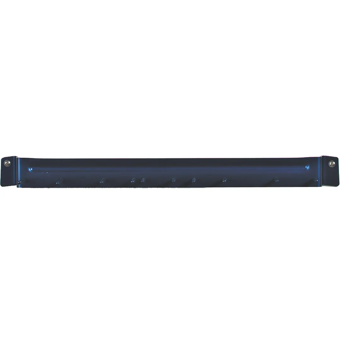 Carlisle 4073514 Spectrum Brush Rack, 17" Wall‑Mount, Holds 10 Drilled‑Handle Brushes, Aluminum, Blue
