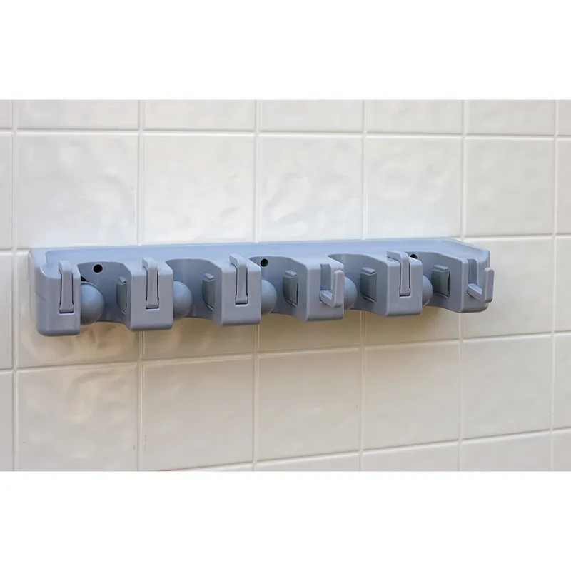 Carlisle 4073700 Roll N Grip Broom/Brush Holder, 16-1/2" L x 5" W x 3-1/2" H, Blue ABS Plastic - 1/Each