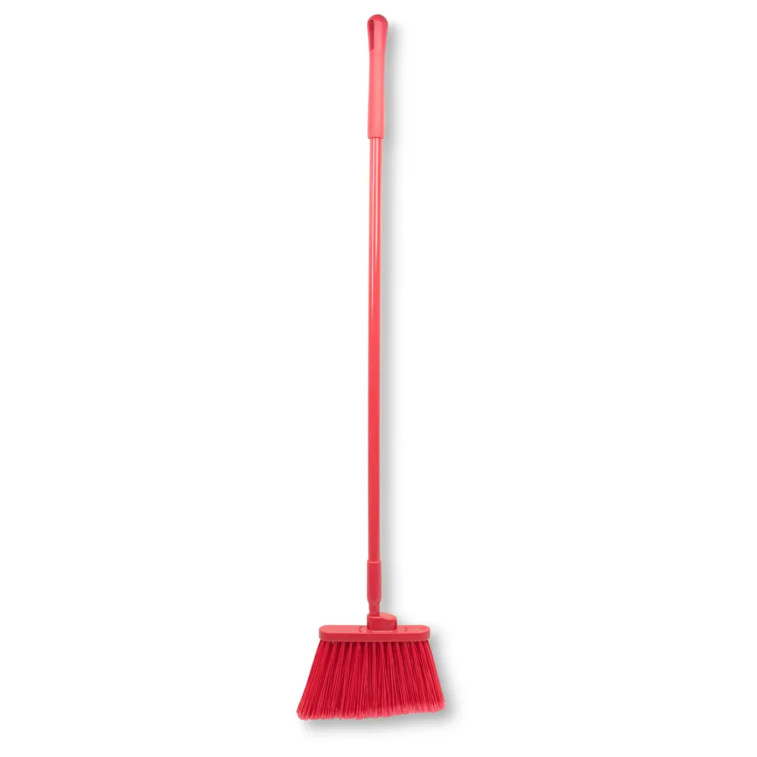 Carlisle 41082EC05 Sparta Duo‑Sweep Angle Broom, 56" Handle, Flagged Polyester Bristles, Red