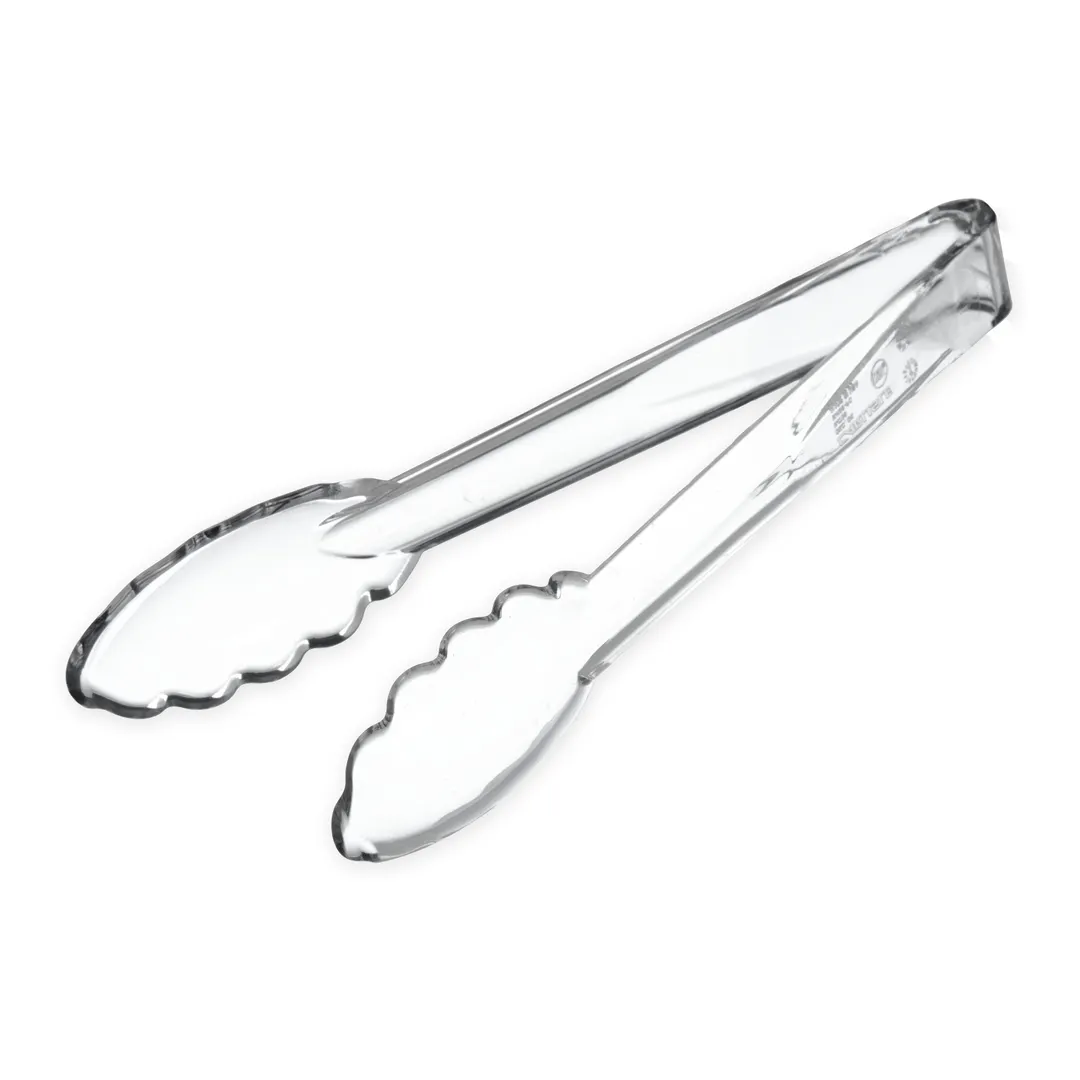 Carlisle 410907 Carly Utility Tongs, 9"L, Polycarbonate, Clear, Break Resistant, Dishwasher Safe