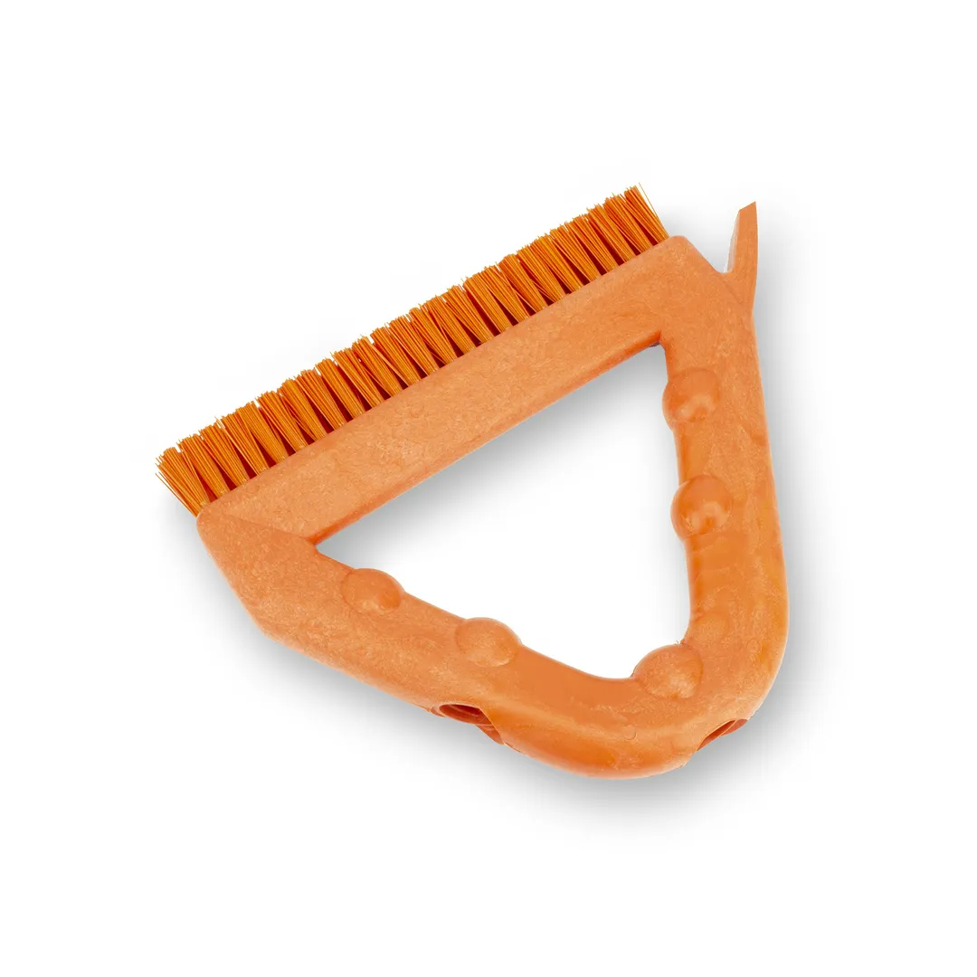 Carlisle 41323EC24 Sparta Tile & Grout Brush, 9" Orange Plastic Handle, Polyester Bristles, Scraper