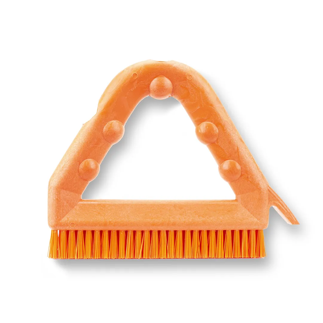 Carlisle 41323EC24 Sparta Tile & Grout Brush, 9" Orange Plastic Handle, Polyester Bristles, Scraper