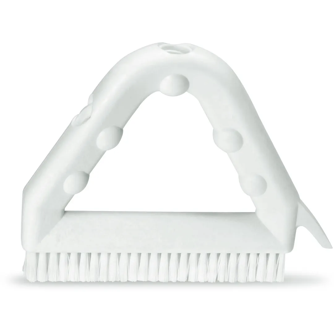 Carlisle 41323EC25 Sparta Tile & Grout Brush, 9" Triangular, Polyester Bristles, Tan Plastic Handle