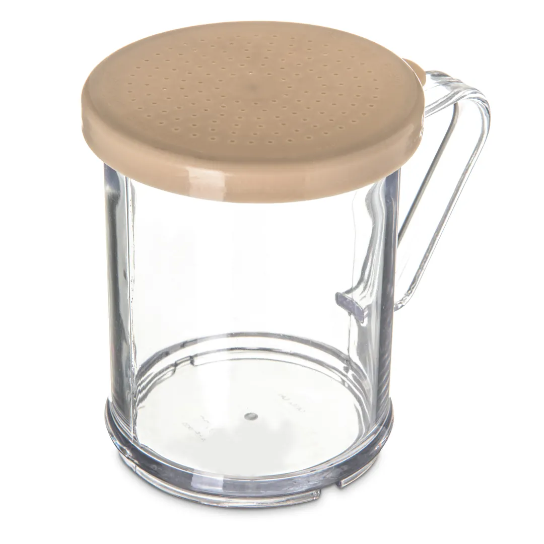 Carlisle 4270S06 Shaker/Dredge, 8 oz Beige SAN, Handled, Perforated Top, BPA‑Free, Dishwasher Safe