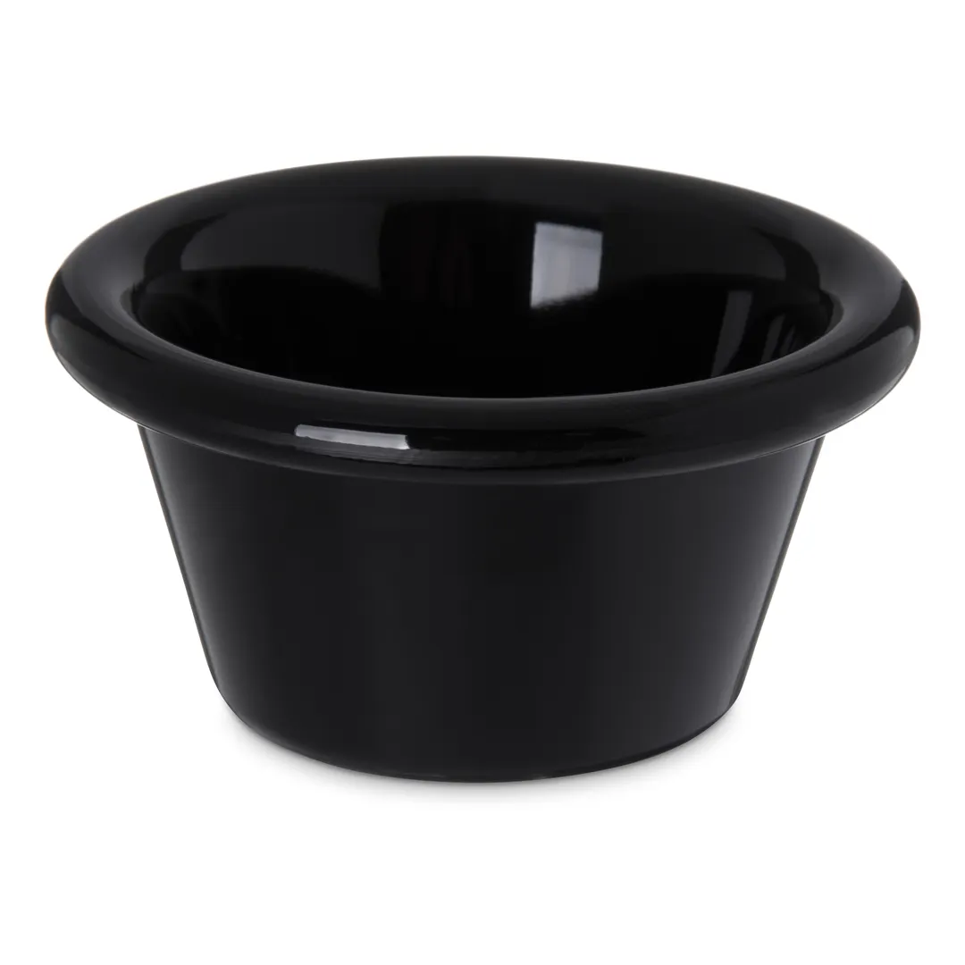 Carlisle 4312203 Plastic Ramekin, 2 oz (2-9/11" Dia.), SAN Black, BPA-Free, Dishwasher Safe, Stackable