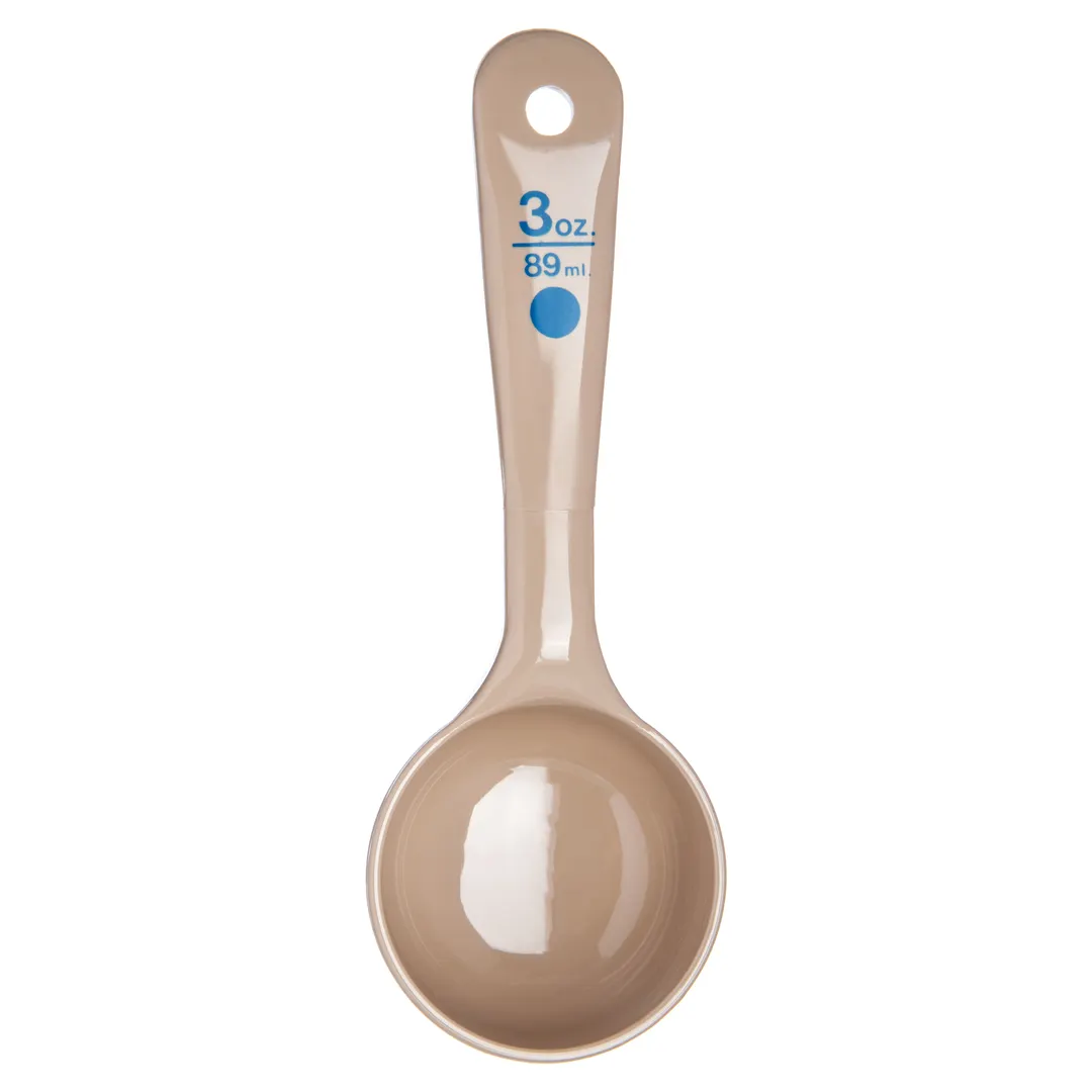 Carlisle 432606 Portion Spoon, 3 Oz Solid Polycarbonate, Beige Short Handle, Dishwasher Safe, NSF