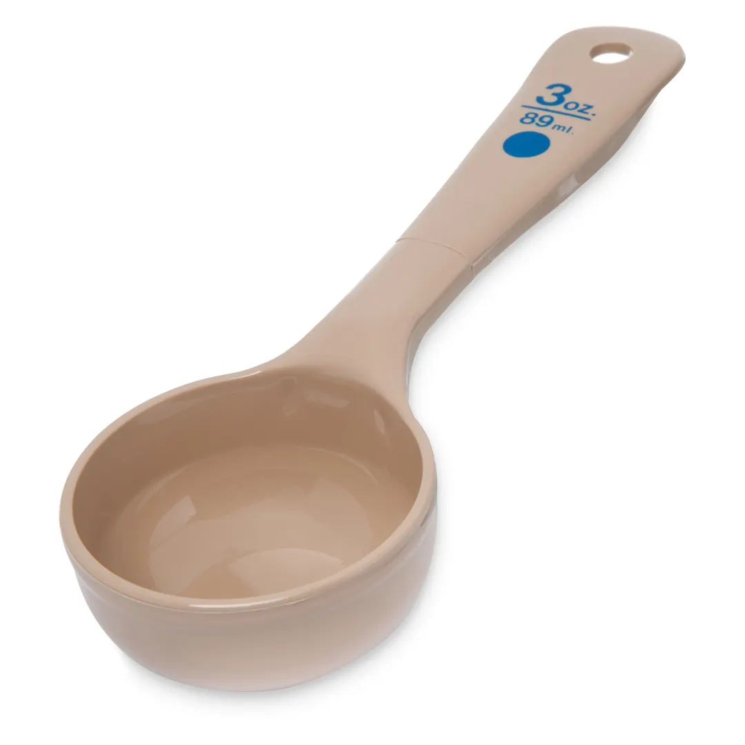 Carlisle 432606 Portion Spoon, 3 Oz Solid Polycarbonate, Beige Short Handle, Dishwasher Safe, NSF