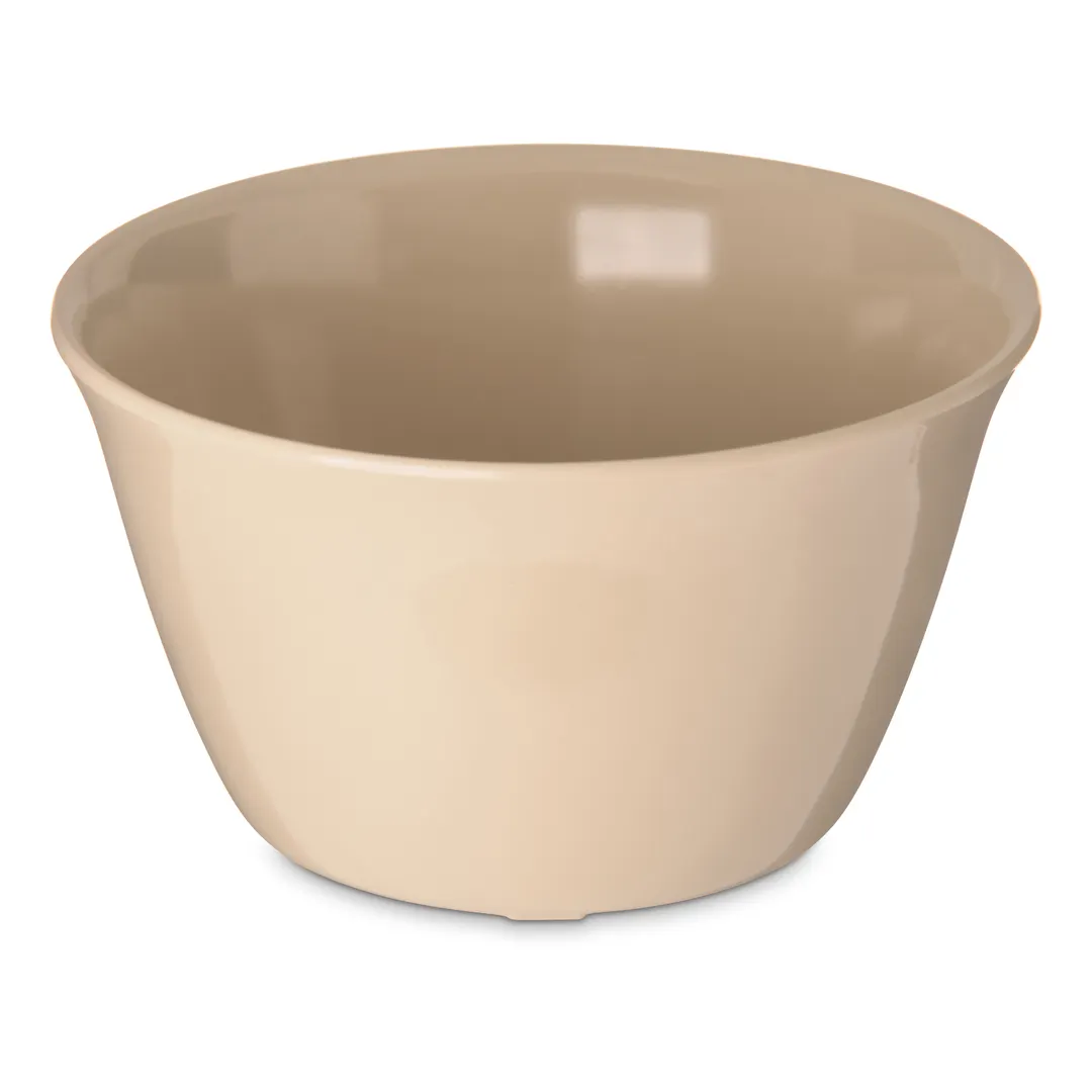 Carlisle 43540-825 Dallas Ware Bouillon Cup 8 oz 3‑21/25" Dia. Tan Melamine Rim Foot - 1/Pack