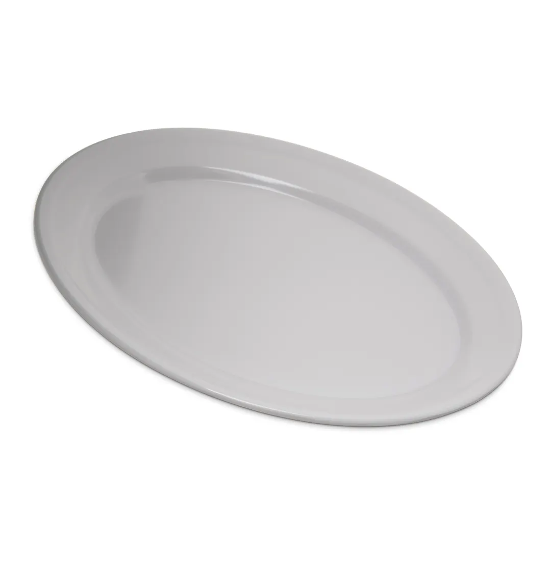 Carlisle 4356002 Dallas Ware Oval 12" x 8-1/2" White Melamine Serving Platter – Reinforced Rim