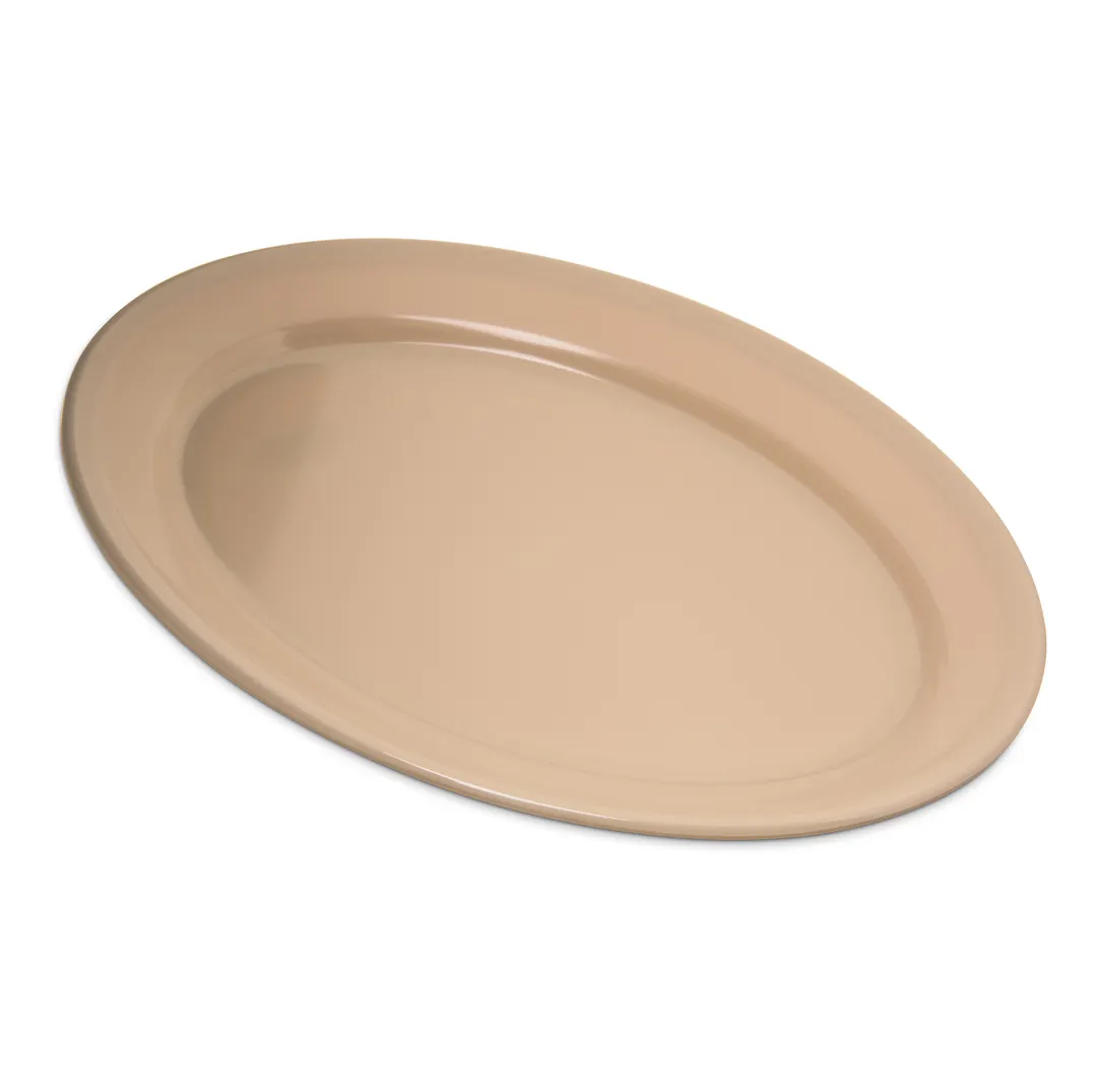 Carlisle 4356025 Dallas Ware Oval Platter, 12" x 8-1/2", Tan Melamine, BPA‑Free, NSF