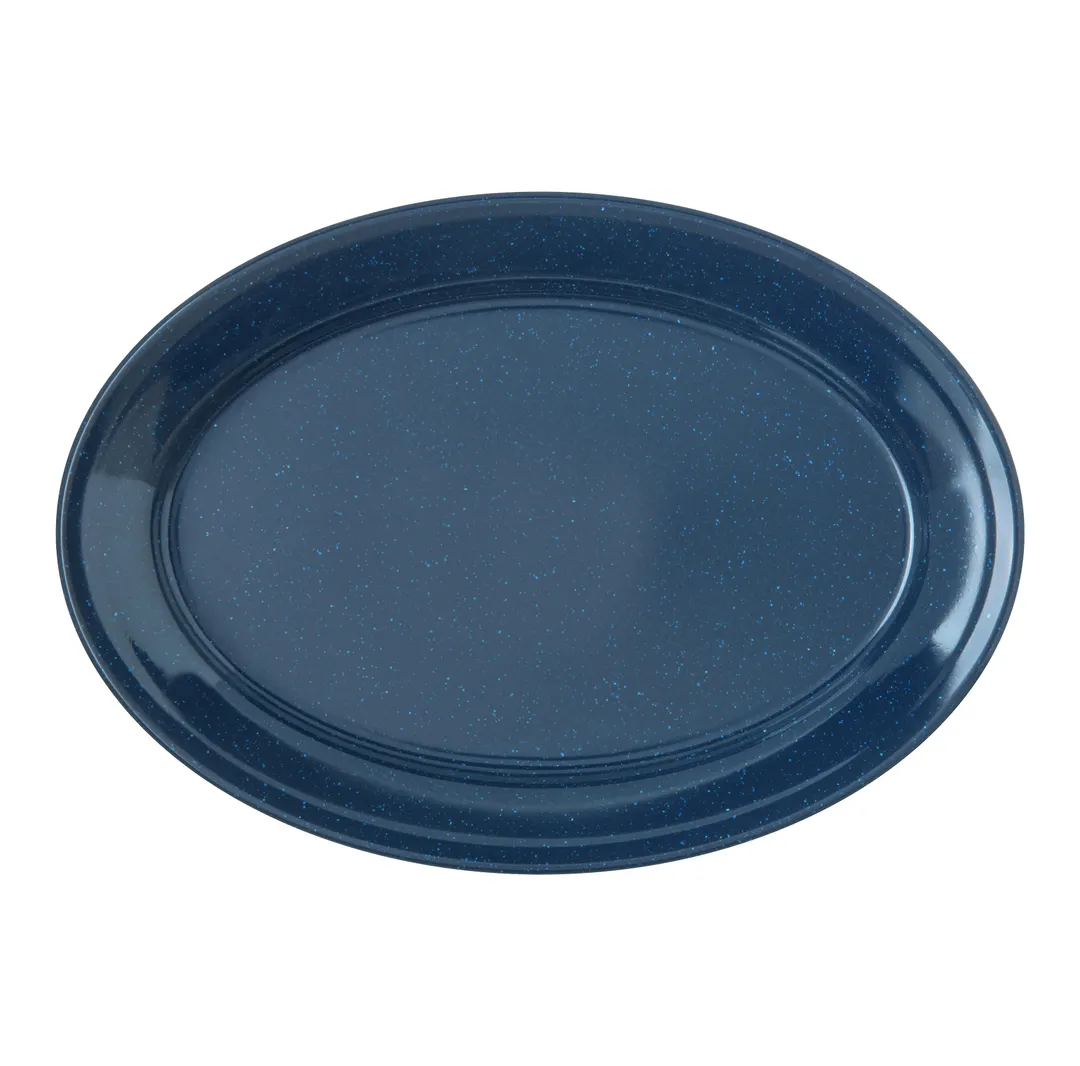 Carlisle 4356035 - Oval 12" x 8-1/2" Café Blue Melamine Platter, Stackable, Dishwasher Safe