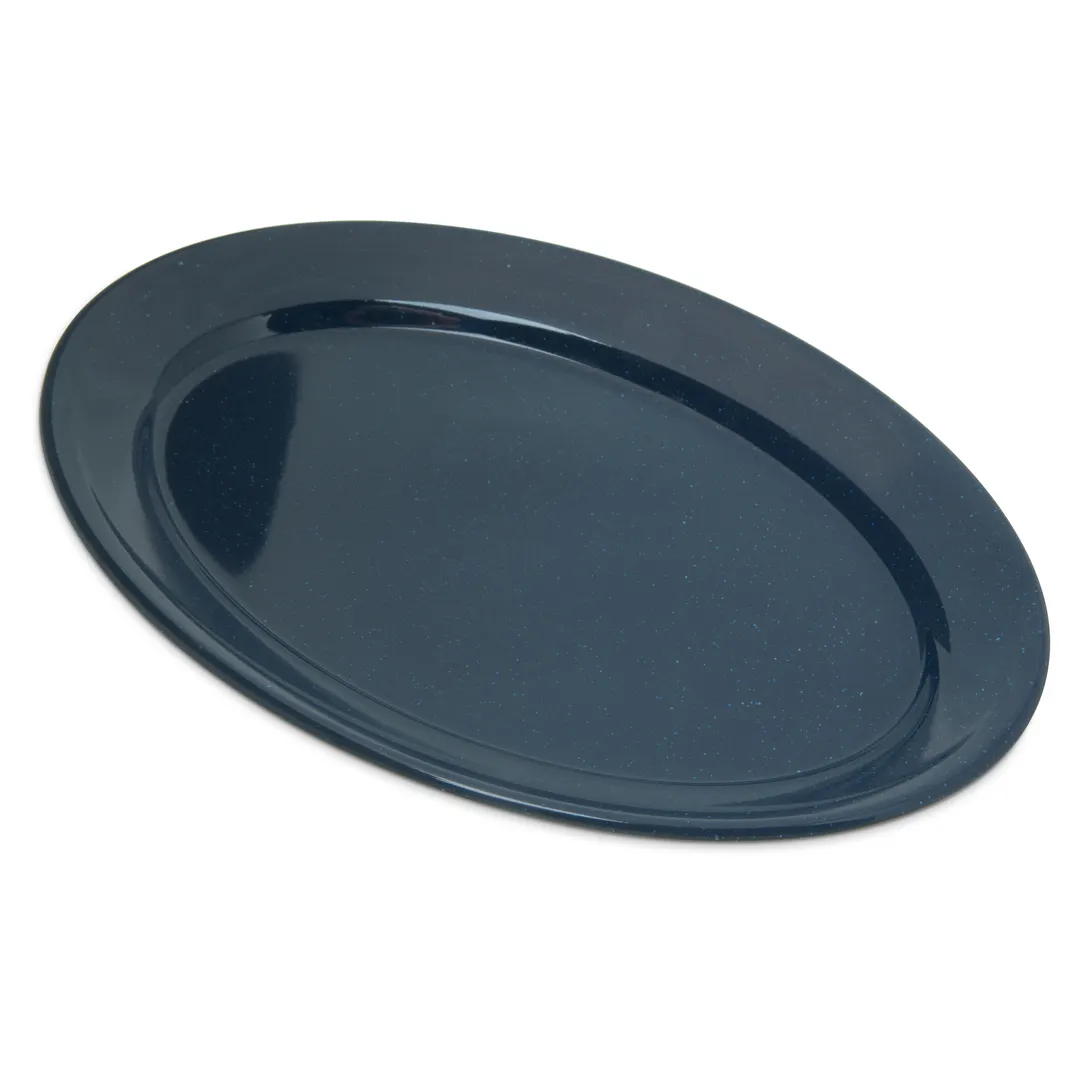 Carlisle 4356035 - Oval 12" x 8-1/2" Café Blue Melamine Platter, Stackable, Dishwasher Safe