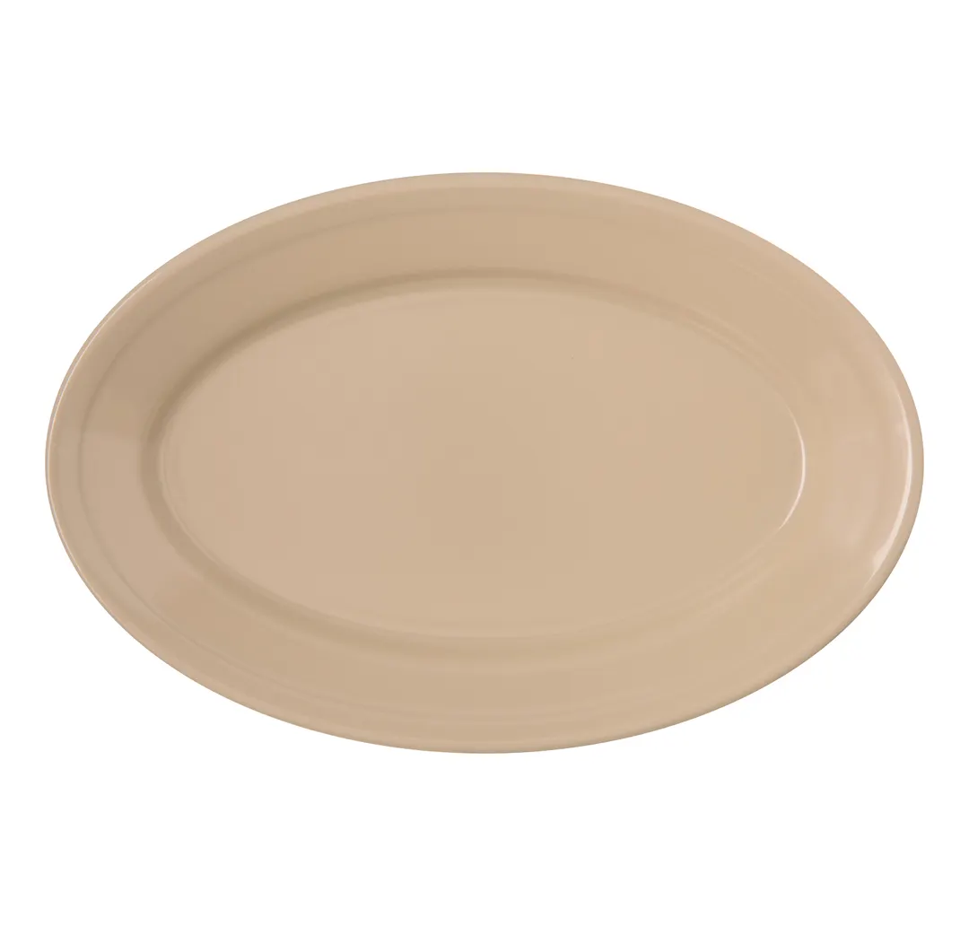 Carlisle 43563-825 Oval Melamine Platter, 9-1/4" x 6-1/4", Tan, Stackable, Dishwasher Safe - 1/Pack