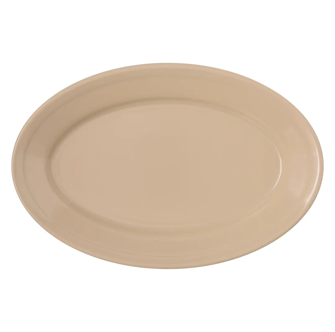 Carlisle 4356325 Oval Melamine Platter 9-1/4" x 6-1/4", Tan, Reinforced, Dishwasher Safe BPA-Free NSF
