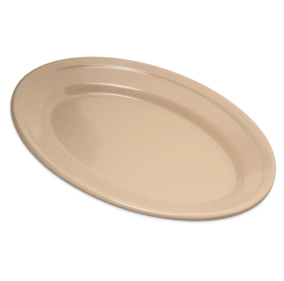 Carlisle 4356325 Oval Melamine Platter 9-1/4" x 6-1/4", Tan, Reinforced, Dishwasher Safe BPA-Free NSF