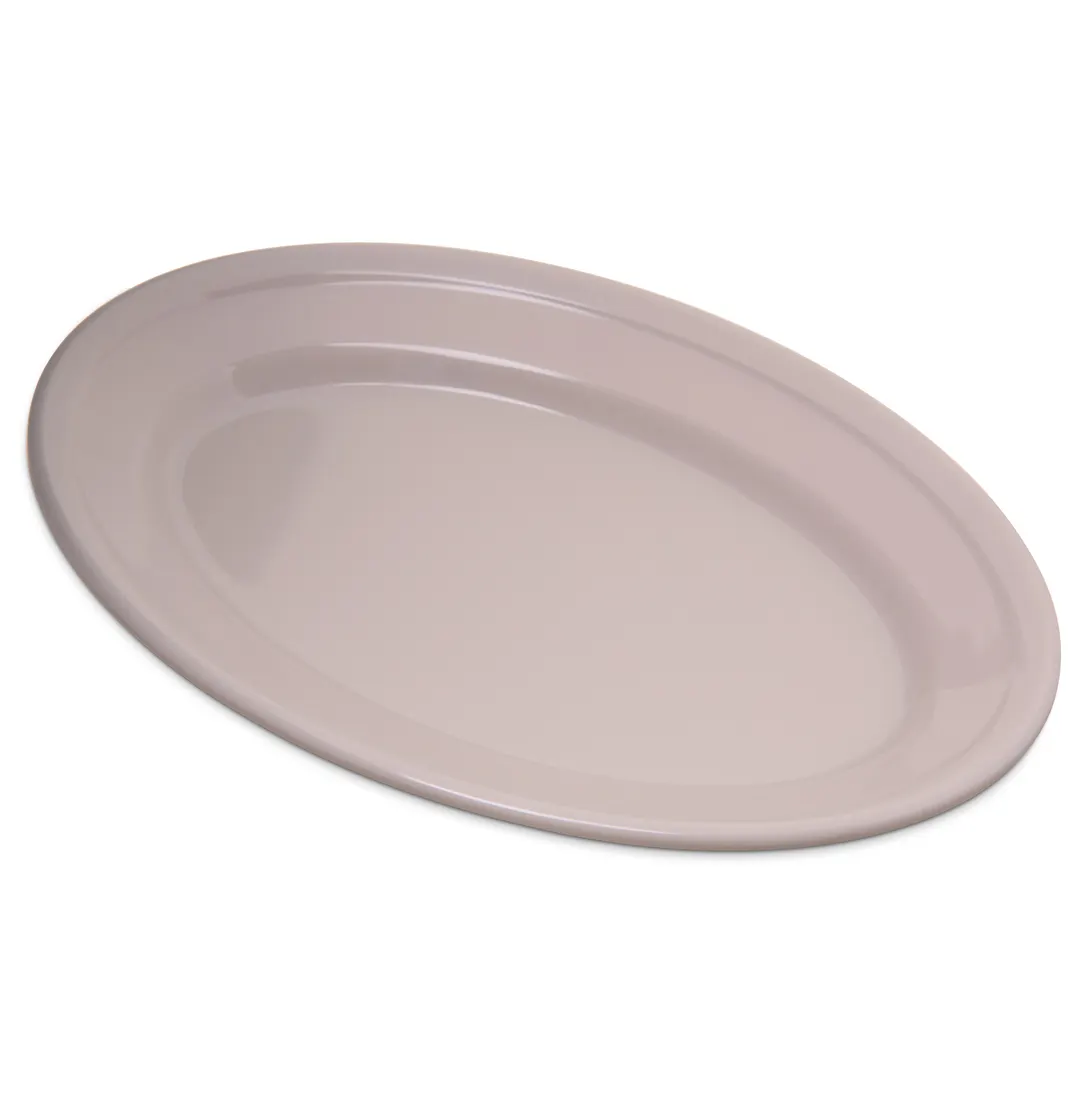 Carlisle 4356342 Oval White Melamine Serving Platter 9-1/4" x 6-1/4", Dishwasher Safe, BPA Free, NSF