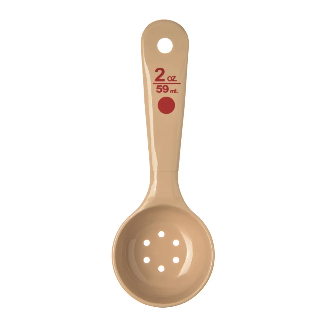 Carlisle 436206 2 Oz Perforated Spoon, 7-1/8" Beige Plastic Handle, BPA‑Free, NSF