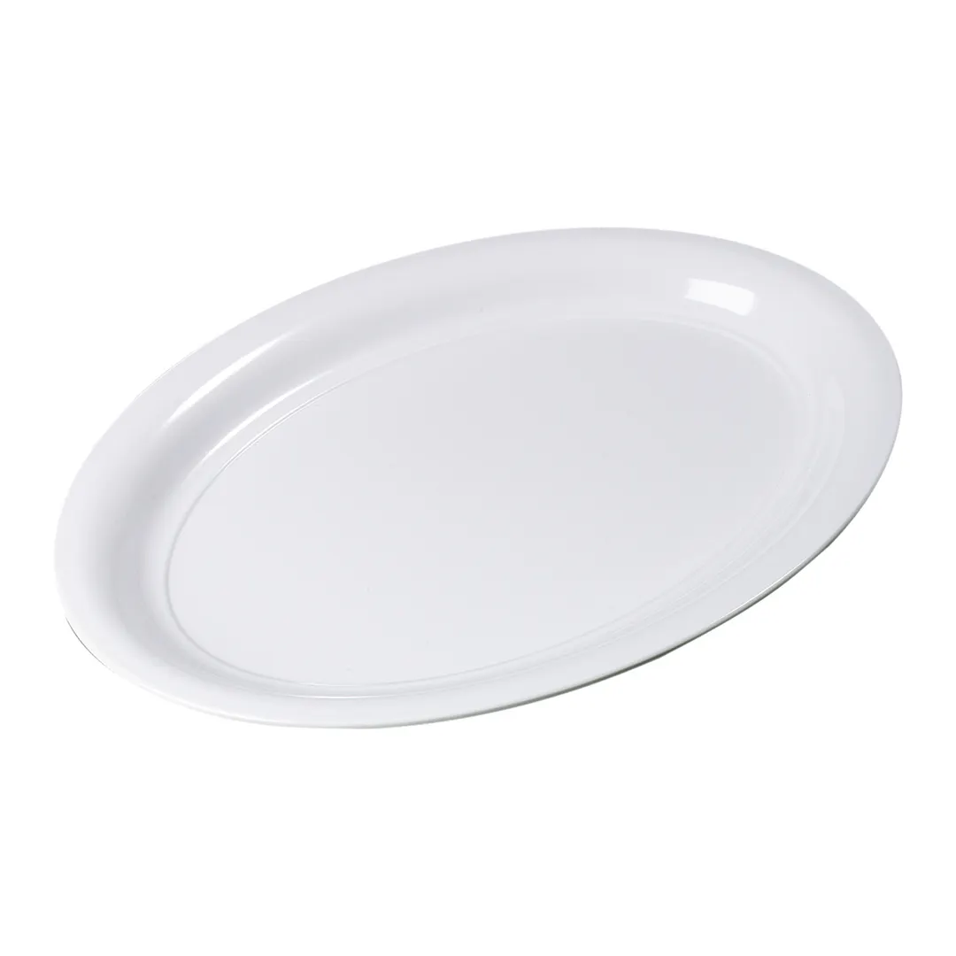 Carlisle 4384002 Oval White Melamine Serving Platter 21" L x 15" W, Rimmed Dishwasher‑Safe BPA Free