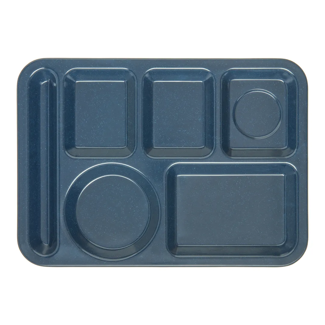 Carlisle 4398035 Left‑Handed 6‑Compartment Tray, 14" x 10", Blue Melamine, NSF, Resistant