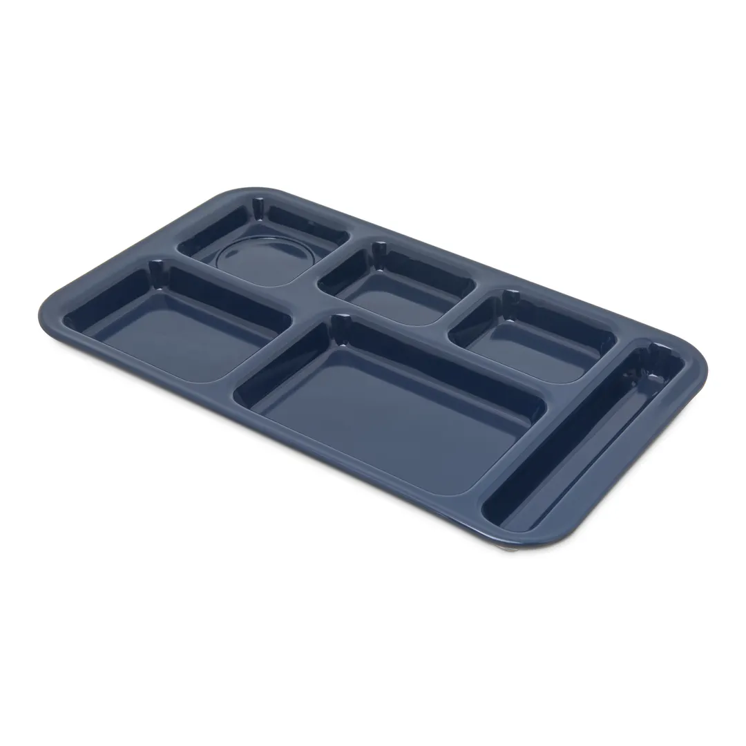 Carlisle 4398250 6‑Compartment Tray, 15" x 9", Dark Blue Melamine, NSF, Dishwasher Safe