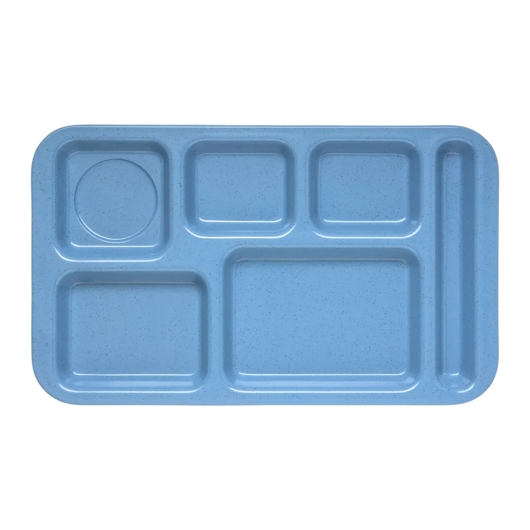 Carlisle 4398392 Compartment Tray, 15" x 9" Rectangular Blue Melamine, 6 Compartments