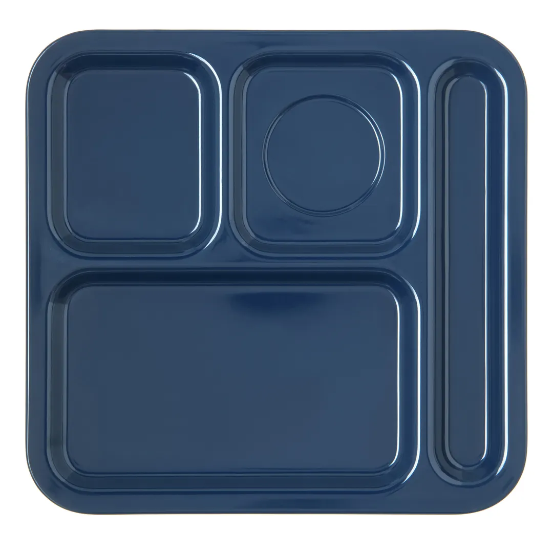 Carlisle 4398450 Compartment Tray – 10-1/9" x 9-25/32" Blue Melamine, 4‑Compartment, Dishwasher Safe