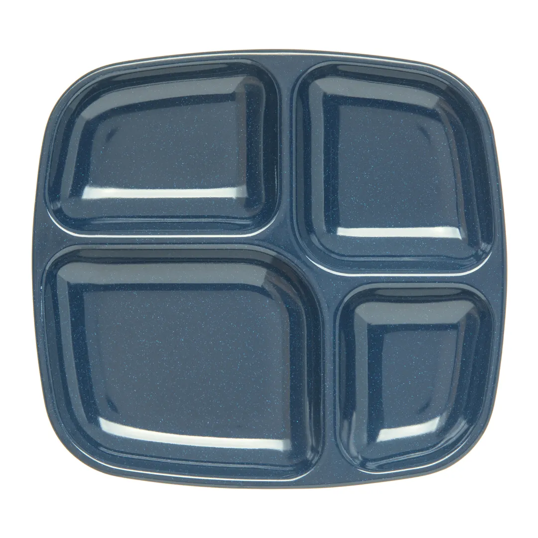 Carlisle 4398635 Tray – 4‑Compartment Melamine, 10‑5/16" x 9‑19/32" Blue, NSF/Dishwasher Safe