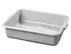 Carlisle 44010SKD23 Bus Box, 1-Compartment Gray HDPE, 20"L x 15"W x 5"H, Rims, Stackable