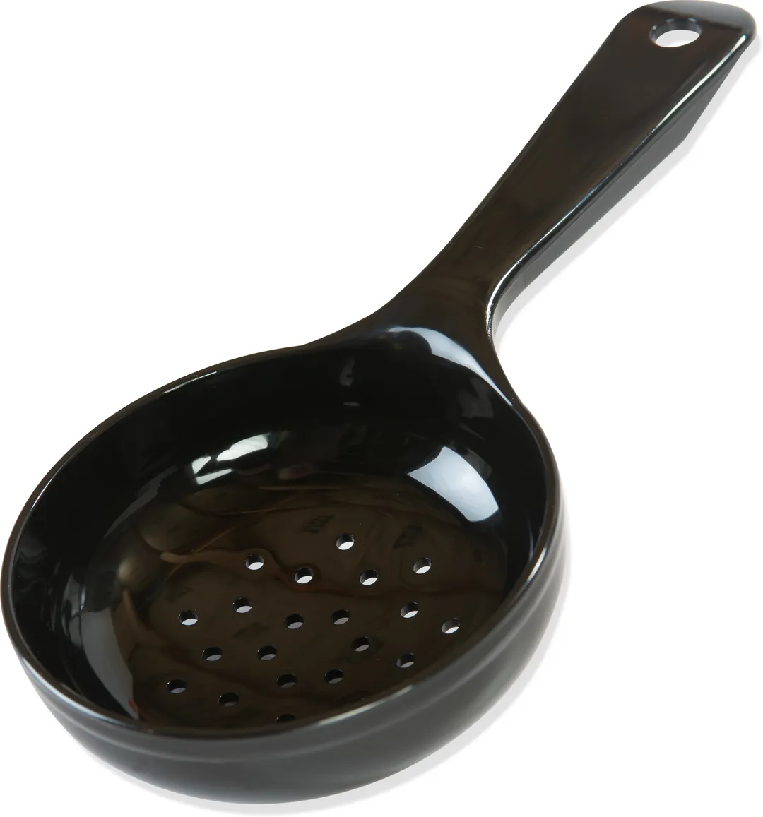 Carlisle 496703 Measure Miser Portion Spoon, 6 Oz Perforated Plastic, Black Short Handle
