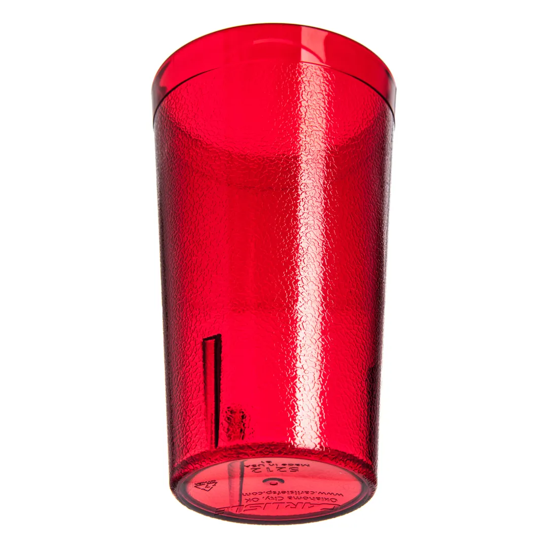 Carlisle 521210 - 12oz Stackable Tumbler, Textured Red, BPA‑Free SAN, Dishwasher Safe, NSF