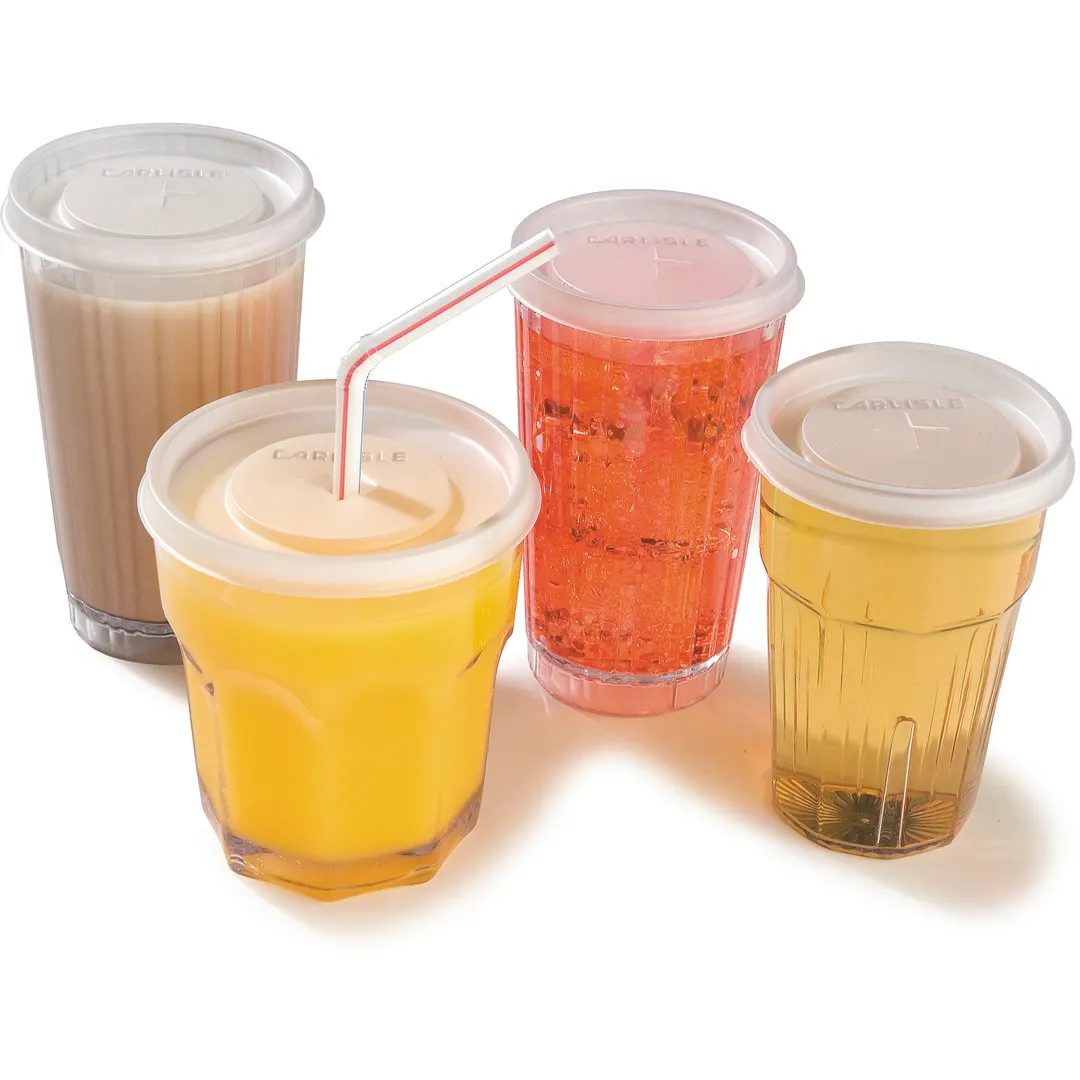 Carlisle 5212L30 Translucent Cup Lid, Straw Slotted, Fits 12 oz. Tumbler 5212/4012/4033 - 1/Case