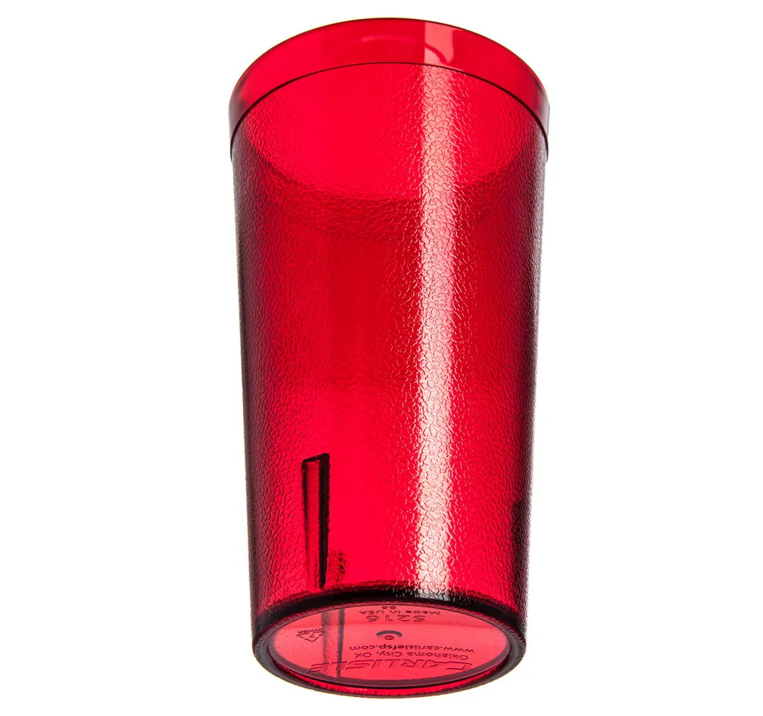 Carlisle 521610 - 16oz Stackable Textured Red Tumbler, BPA Free, Dishwasher Safe, SAN, Recyclable