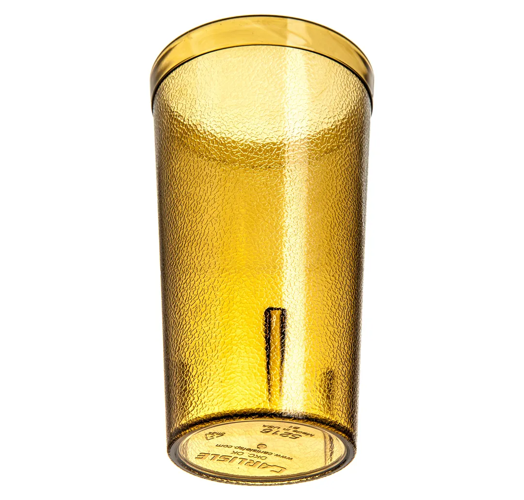 Carlisle 521613 - 16oz Stackable Amber Tumbler, Textured, SAN Plastic, BPA Free