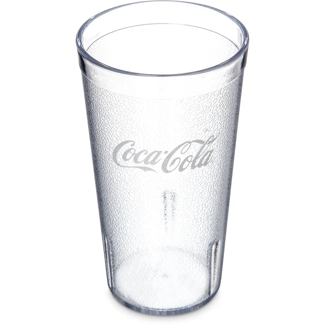 Carlisle 52163550E Coca-Cola Stackable 16oz Tumbler, Clear Textured SAN, Dishwasher Safe, BPA Free