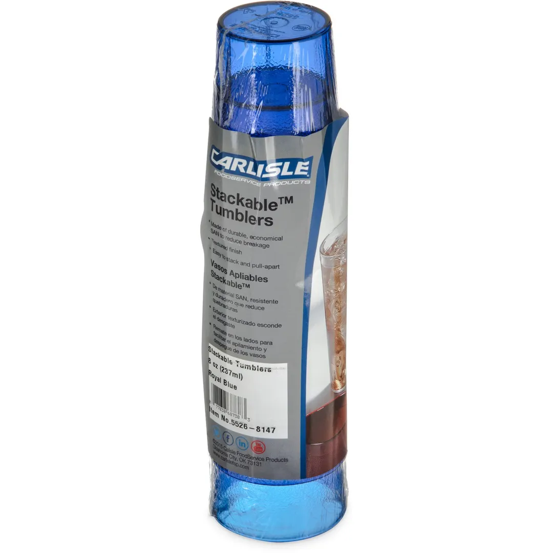 Carlisle 5220-8147 Stackable Tumbler, 20 oz, Royal Blue Textured, SAN, BPA Free, 12/Pack