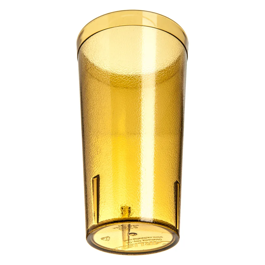 Carlisle 522013 - 20oz Stackable Amber Tumbler, Textured, SAN, BPA Free, Dishwasher Safe