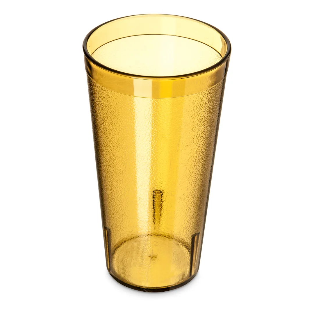 Carlisle 522013 - 20oz Stackable Amber Tumbler, Textured, SAN, BPA Free, Dishwasher Safe
